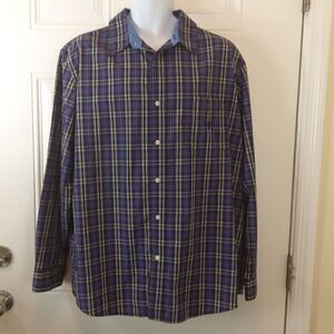 (3/$20) Chaps purple plaid long sleeve button down shirt